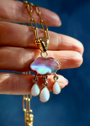 Rain Drops Necklace Aurora Opal DT47