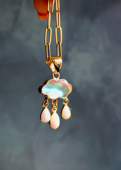 Rain Drops Necklace Aurora Opal