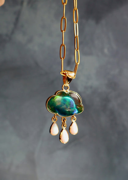 Rain Drops Necklace Aurora Opal