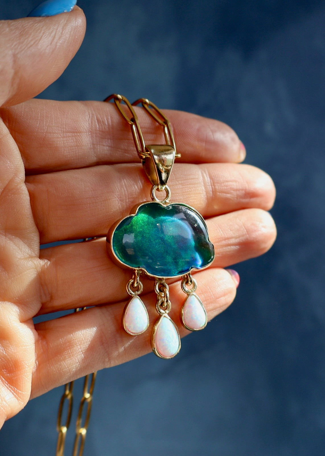 Rain Drops Necklace Aurora Opal DT48