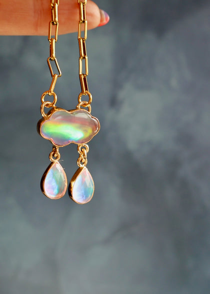 Rain Drops Necklace Aurora Opal