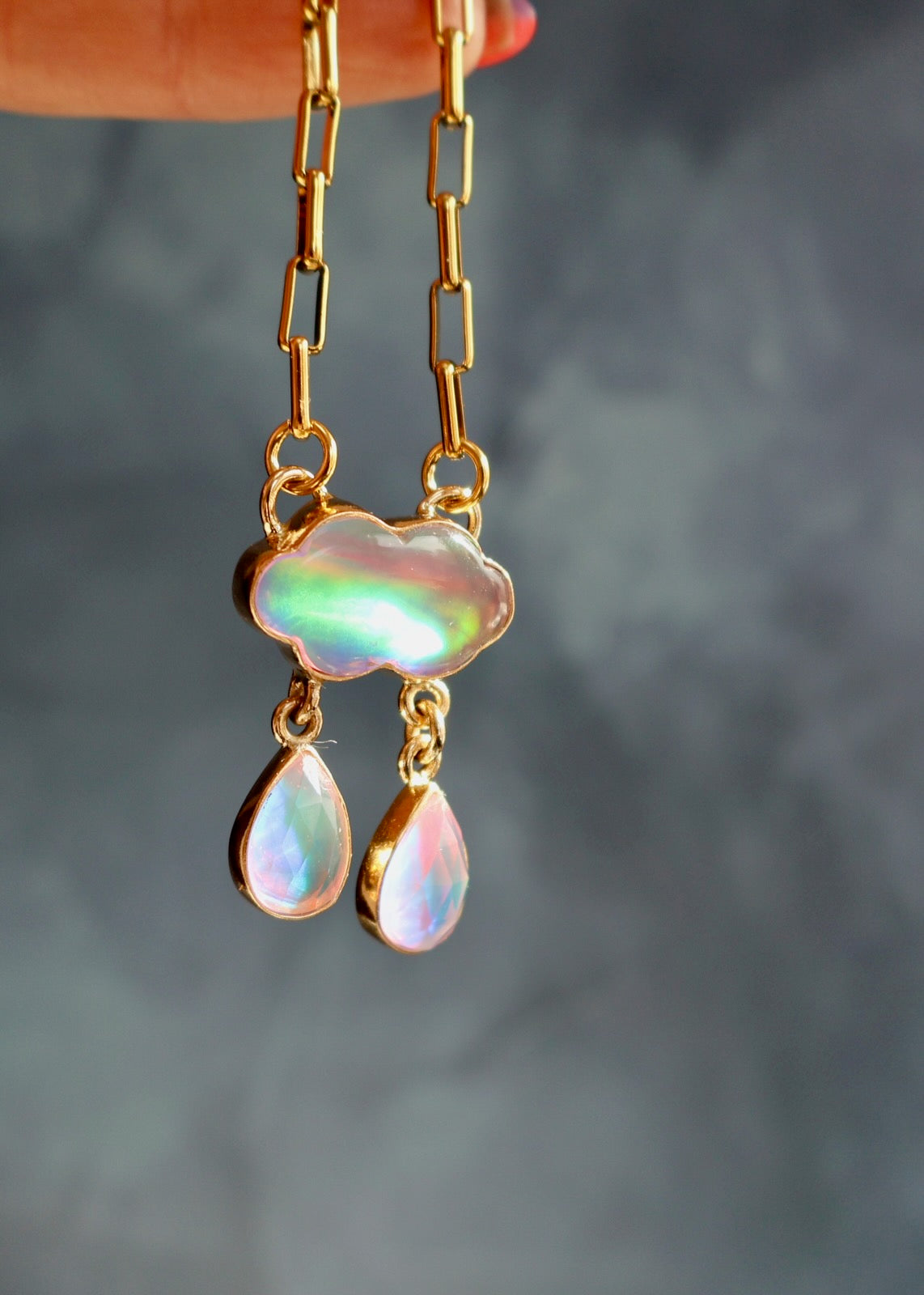 Rain Drops Necklace Aurora Opal DT49