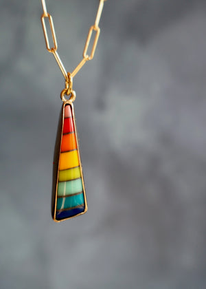 Rainbow Vintage Pool Ball Necklace on Gold Fill Chain DT60