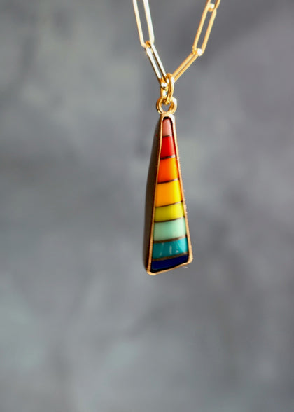 Rainbow Vintage Pool Ball Necklace on Gold Fill Chain