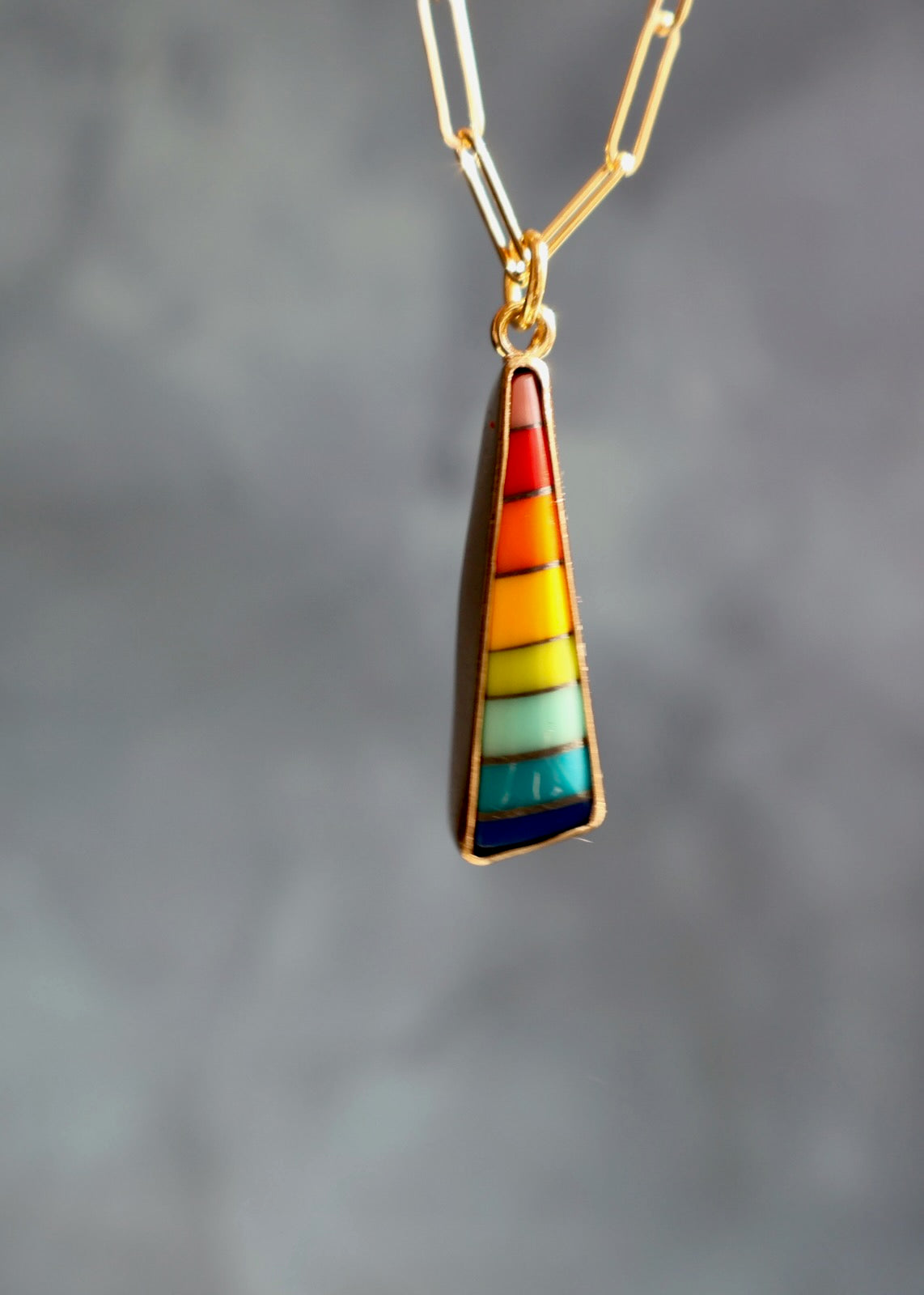 Rainbow Vintage Pool Ball Necklace on Gold Fill Chain DT60