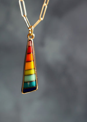 Rainbow Vintage Pool Ball Necklace on Gold Fill Chain DT60