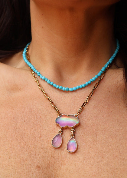 Rain Drops Necklace Aurora Opal