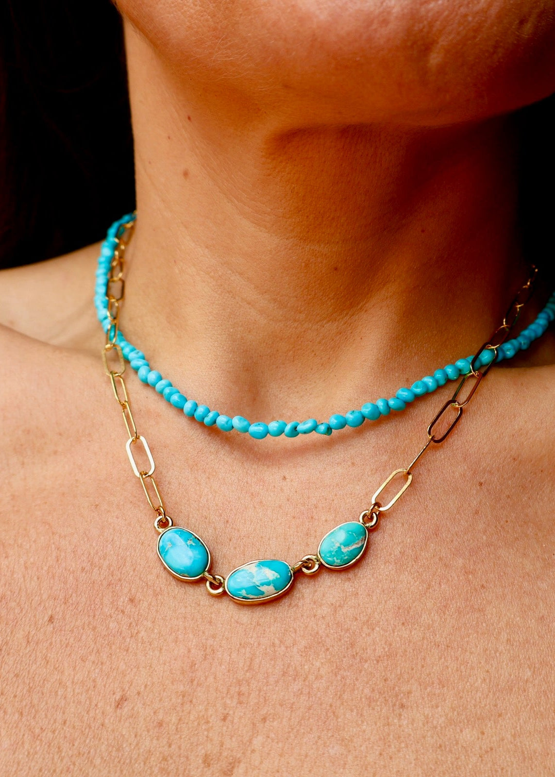 Blue Ridge Turquoise Triple Stone Necklace DT53