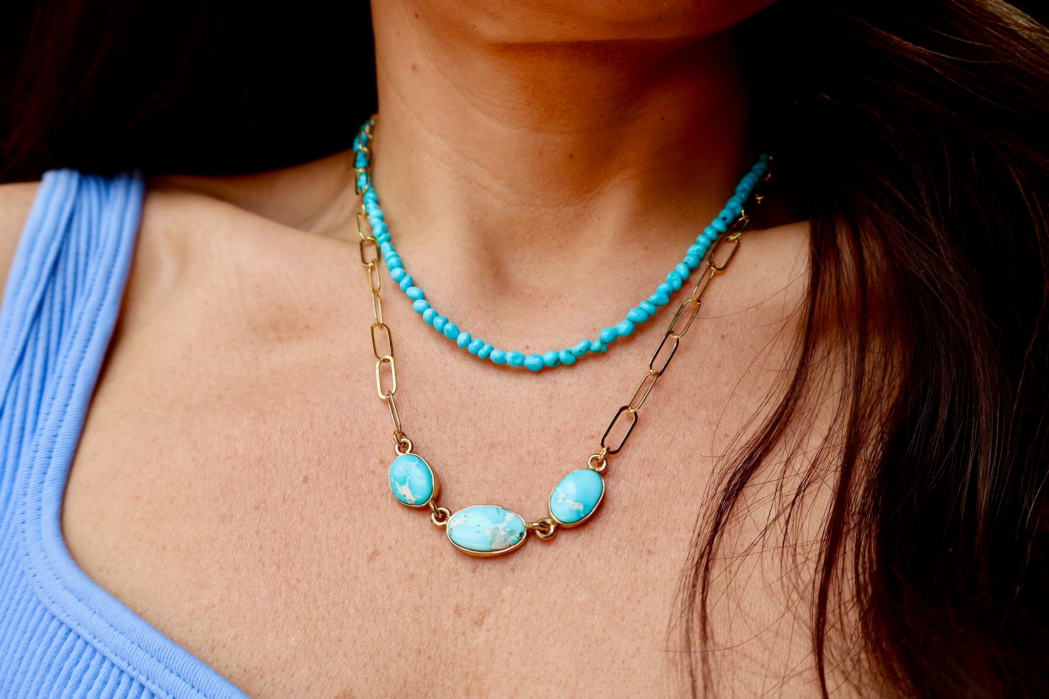 Blue Ridge Turquoise Triple Stone Necklace DT54