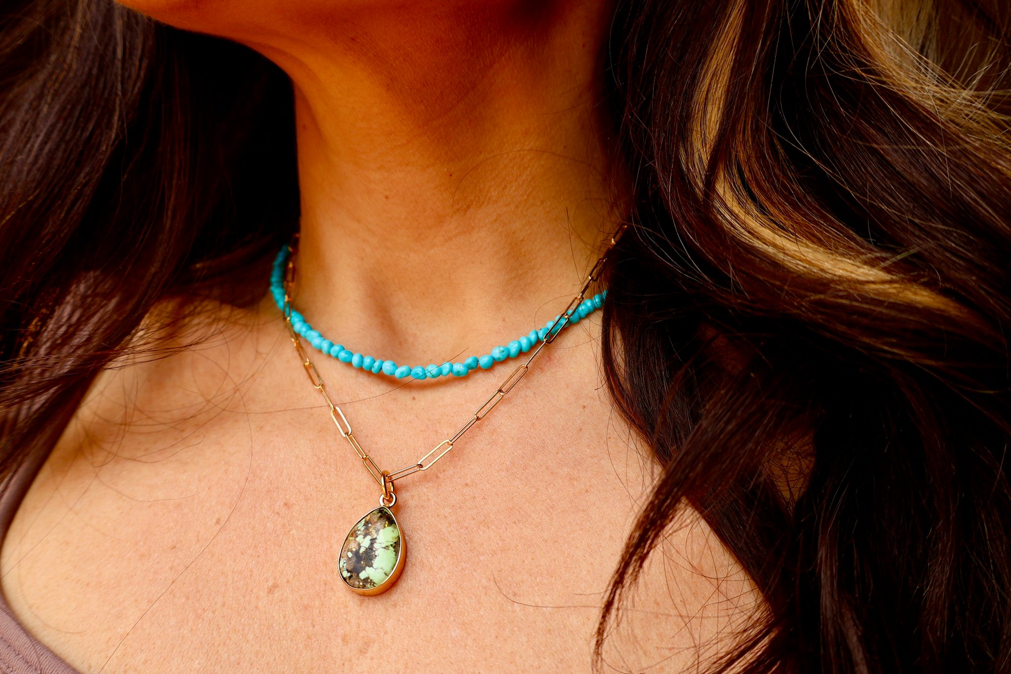 Sonoran Gold Dainty Necklace on Gold Fill Paperclip Chain DT56