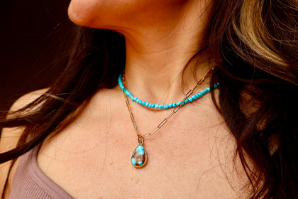 Sonoran Gold Dainty Necklace on Gold Fill Paperclip Chain