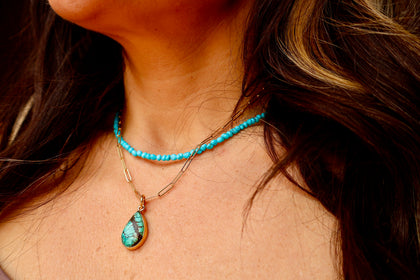 Sonoran Gold Dainty Necklace on Gold Fill Paperclip Chain