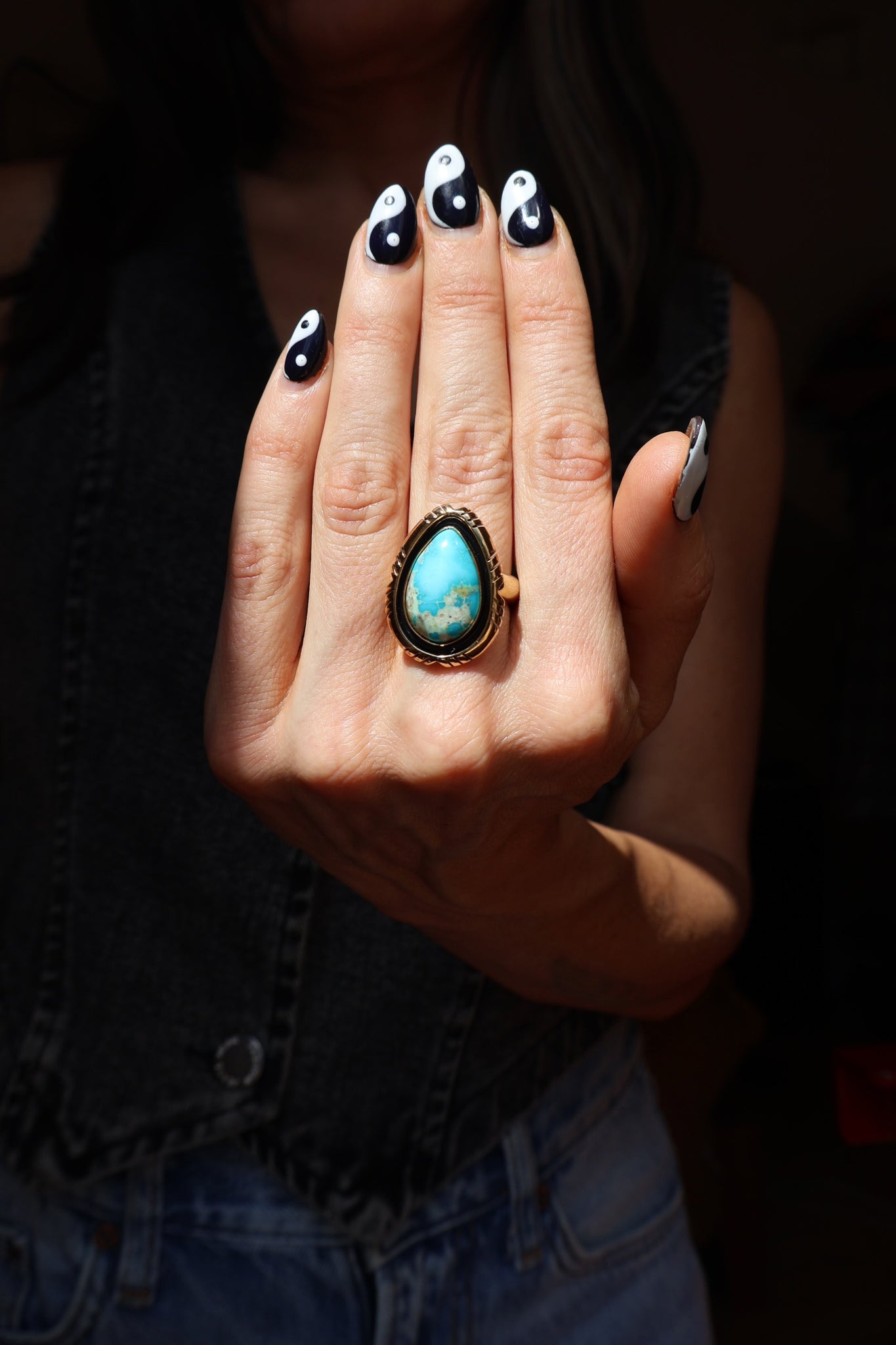 Blue Ridge Turquoise Southwest Style Ring Adjustable Size EW17