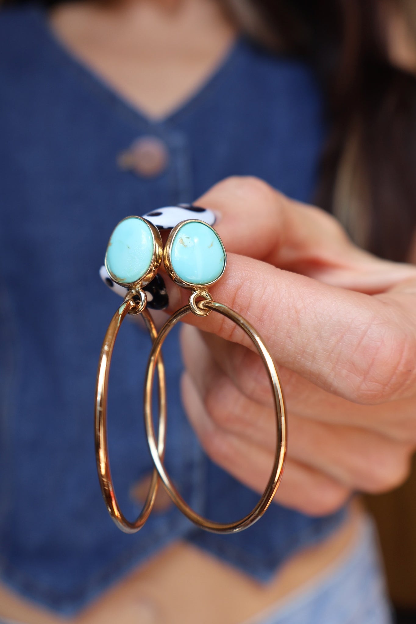 Campitos Turquoise Gold Alchemia Hoops EW49