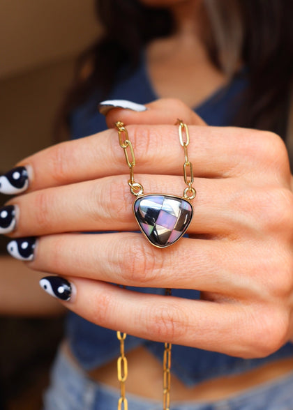 Checkerboard Necklace Aurora Opal