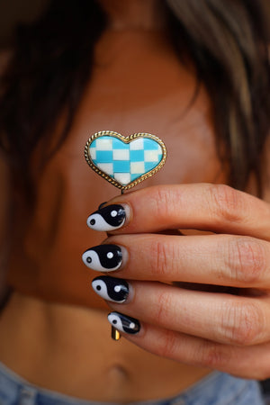 Electric Western Hat Pin Checkerboard Heart EW29