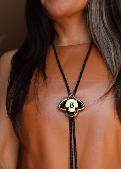 Vintage 8 Ball Bird Bolo with Black Leather