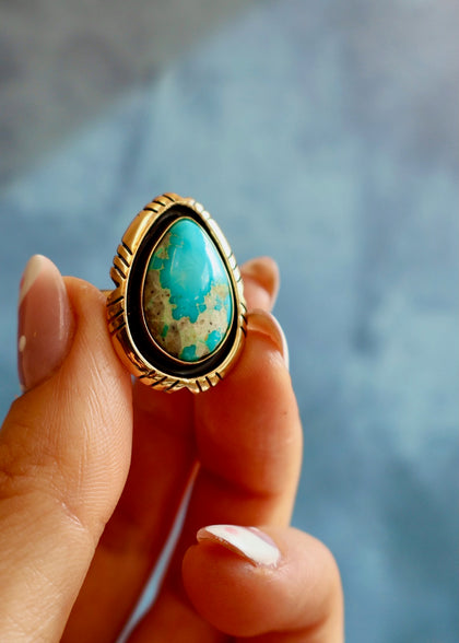 Blue Ridge Turquoise Southwest Style Ring Adjustable Size