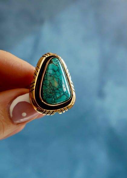 Hubei Turquoise Southwest Style Ring Adjustable Size