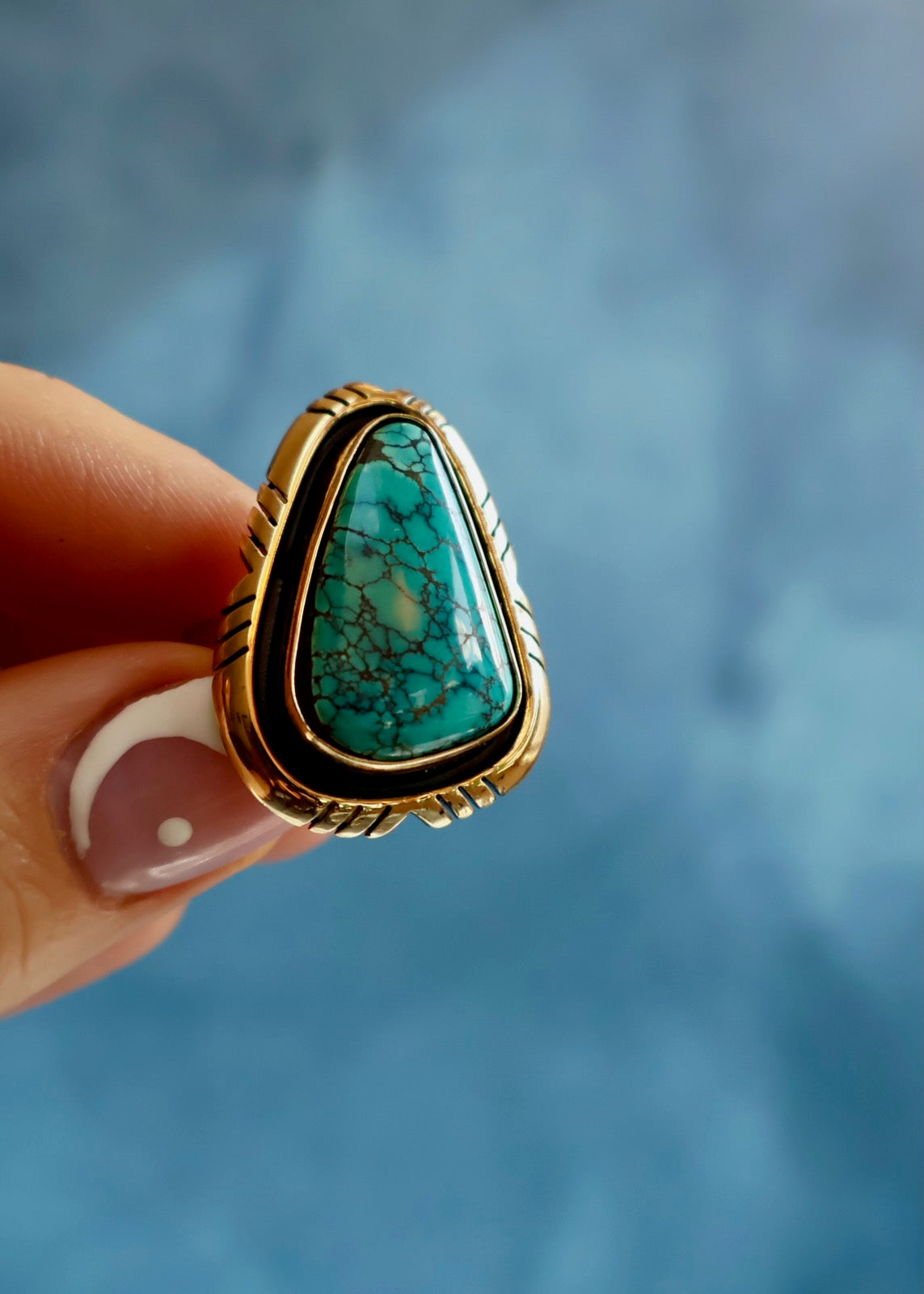 Hubei Turquoise Southwest Style Ring Adjustable Size EW19