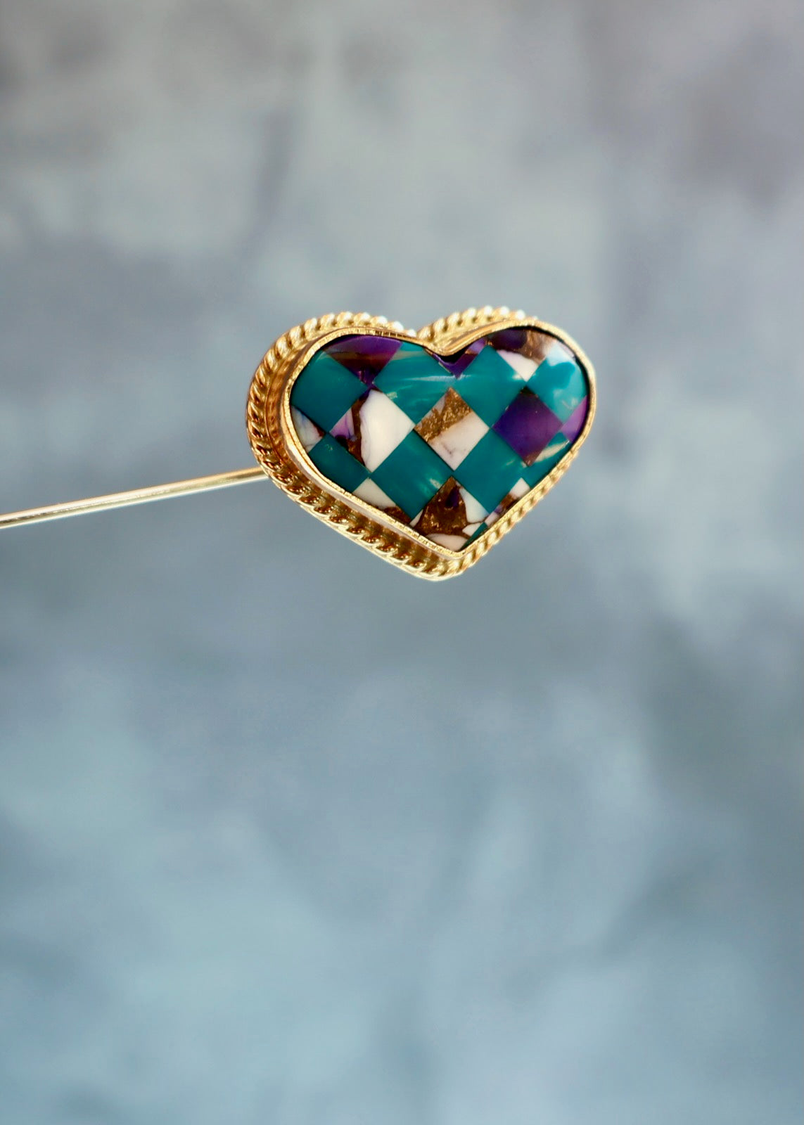 Electric Western Hat Pin Checkerboard Heart EW28