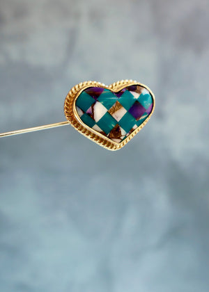 Electric Western Hat Pin Checkerboard Heart EW28