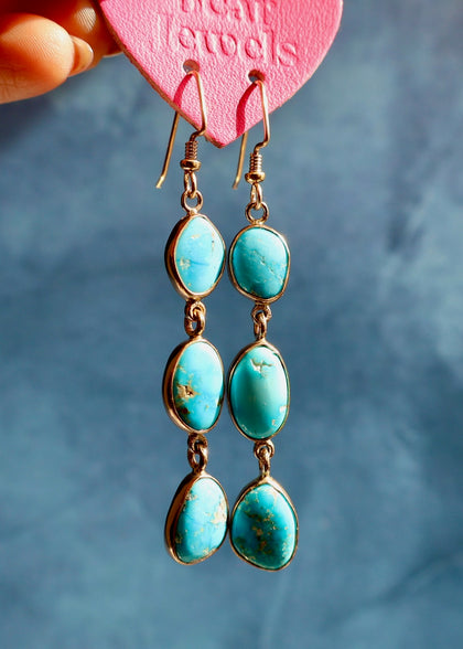 Blue Ridge Turquoise Triple Stone Earrings