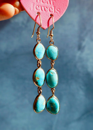 Blue Ridge Turquoise Triple Stone Earrings EW42