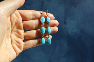 Blue Ridge Turquoise Triple Stone Earrings EW42