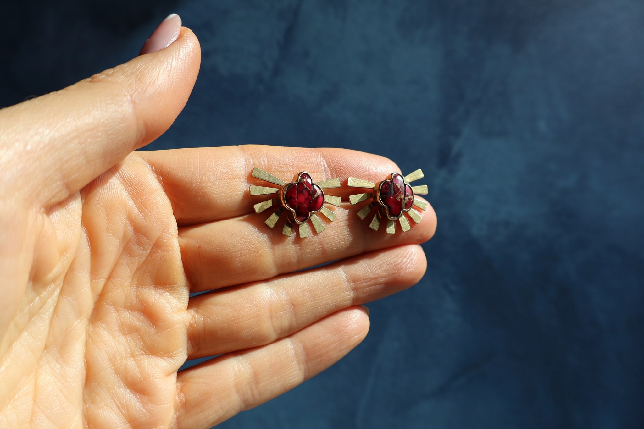 Red Dahlia Turquoise Saguaro Cactus Three Way Ear Jacket EW40