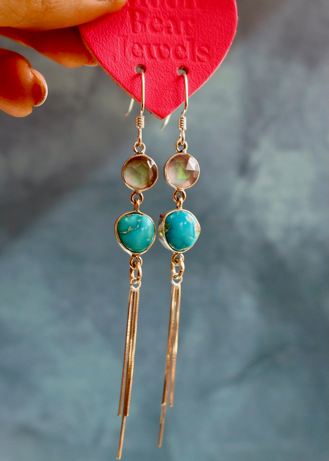 White Water Turquoise & Aurora Opal Sterling Silver Earrings EW48