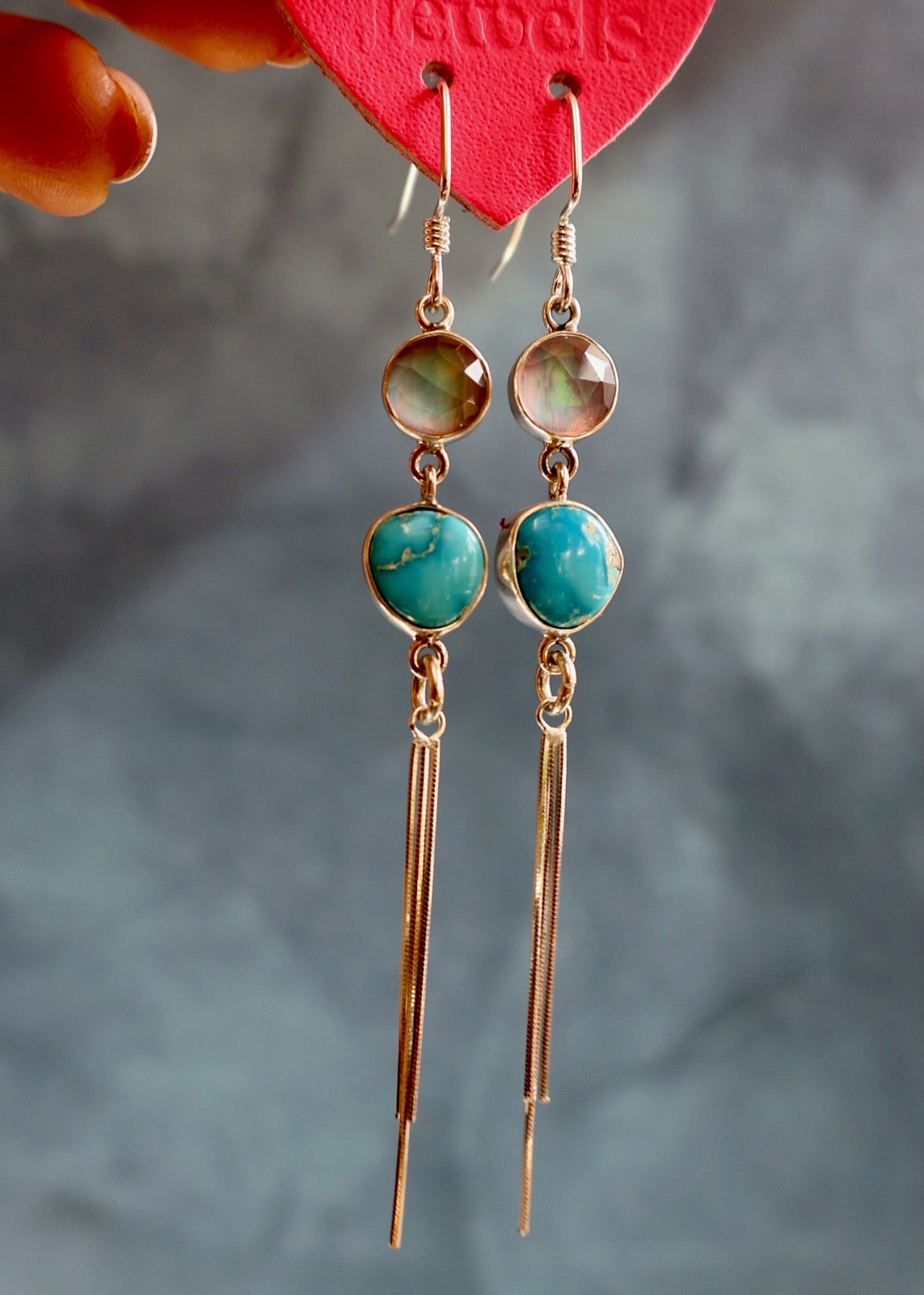 White Water Turquoise & Aurora Opal Sterling Silver Earrings EW48