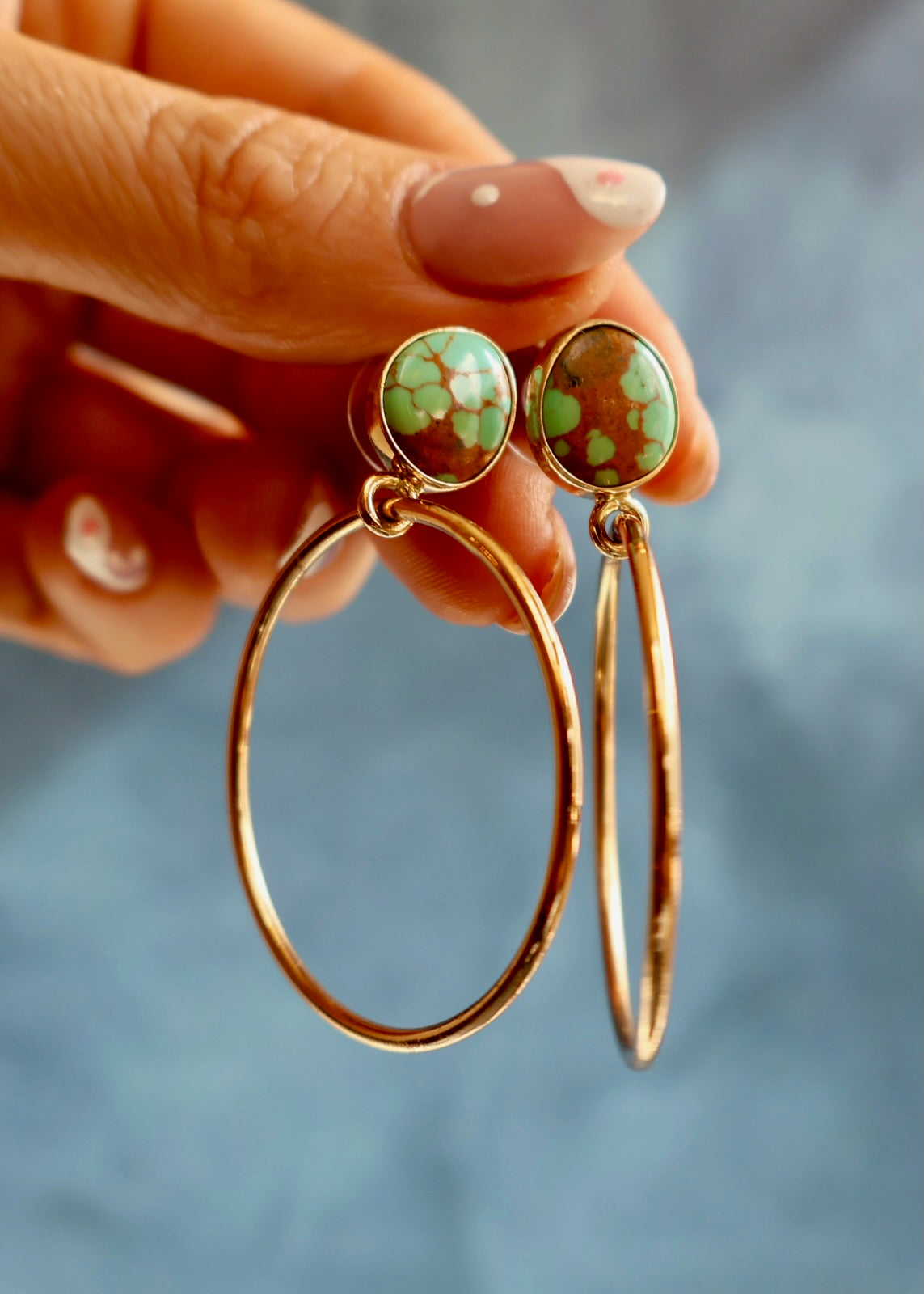 Royston Turquoise Gold Alchemia Hoops EW51