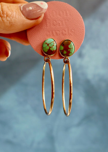 Royston Turquoise Gold Alchemia Hoops