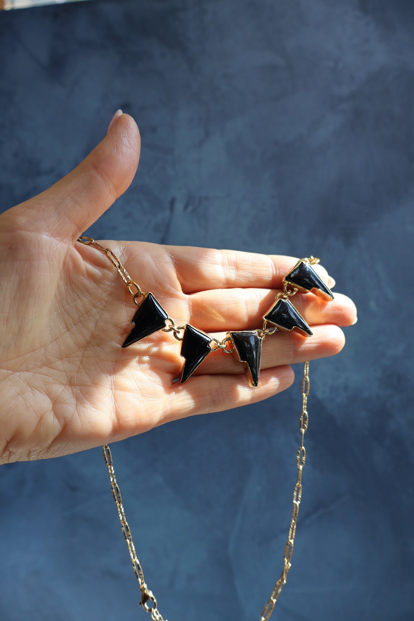 Black Lightning Bolt Necklace EW59