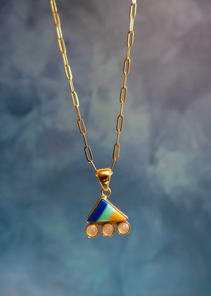 Vintage Pool Ball & Peach Moonstone Necklace EW65