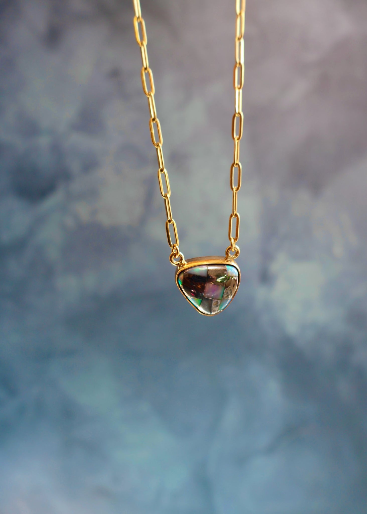 Checkerboard Necklace Aurora Opal EW66