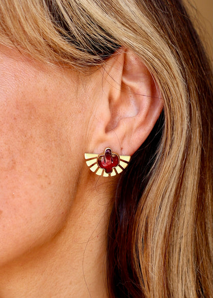 Red Dahlia Turquoise Saguaro Cactus Three Way Ear Jacket