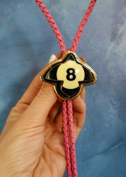 8 Ball Bird Bolo with Pink Leather