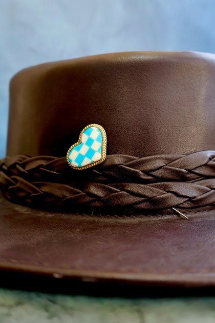 Electric Western Hat Pin Checkerboard Heart