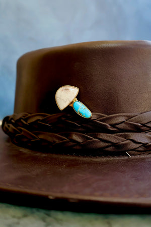 Electric Western Hat Pin Mushroom Turquoise & Crazy Lace Agate EW25