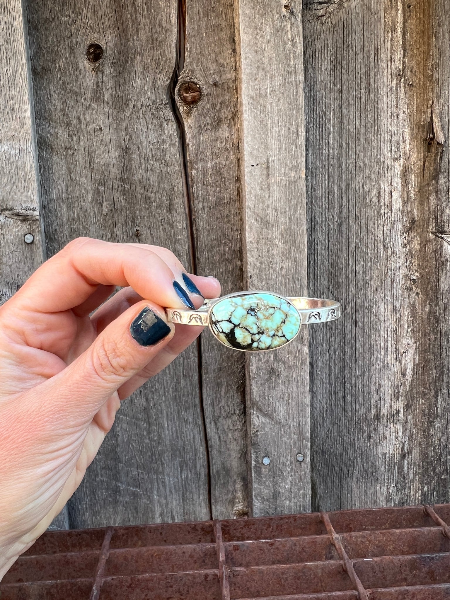 Variscite Mountain Cuff Bracelet Sterling Silver #99