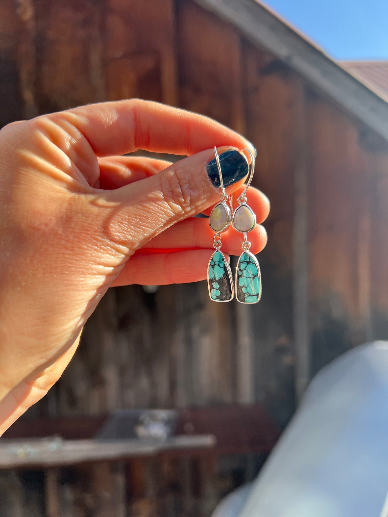 Opal & Turquoise Sterling Silver Earring #93