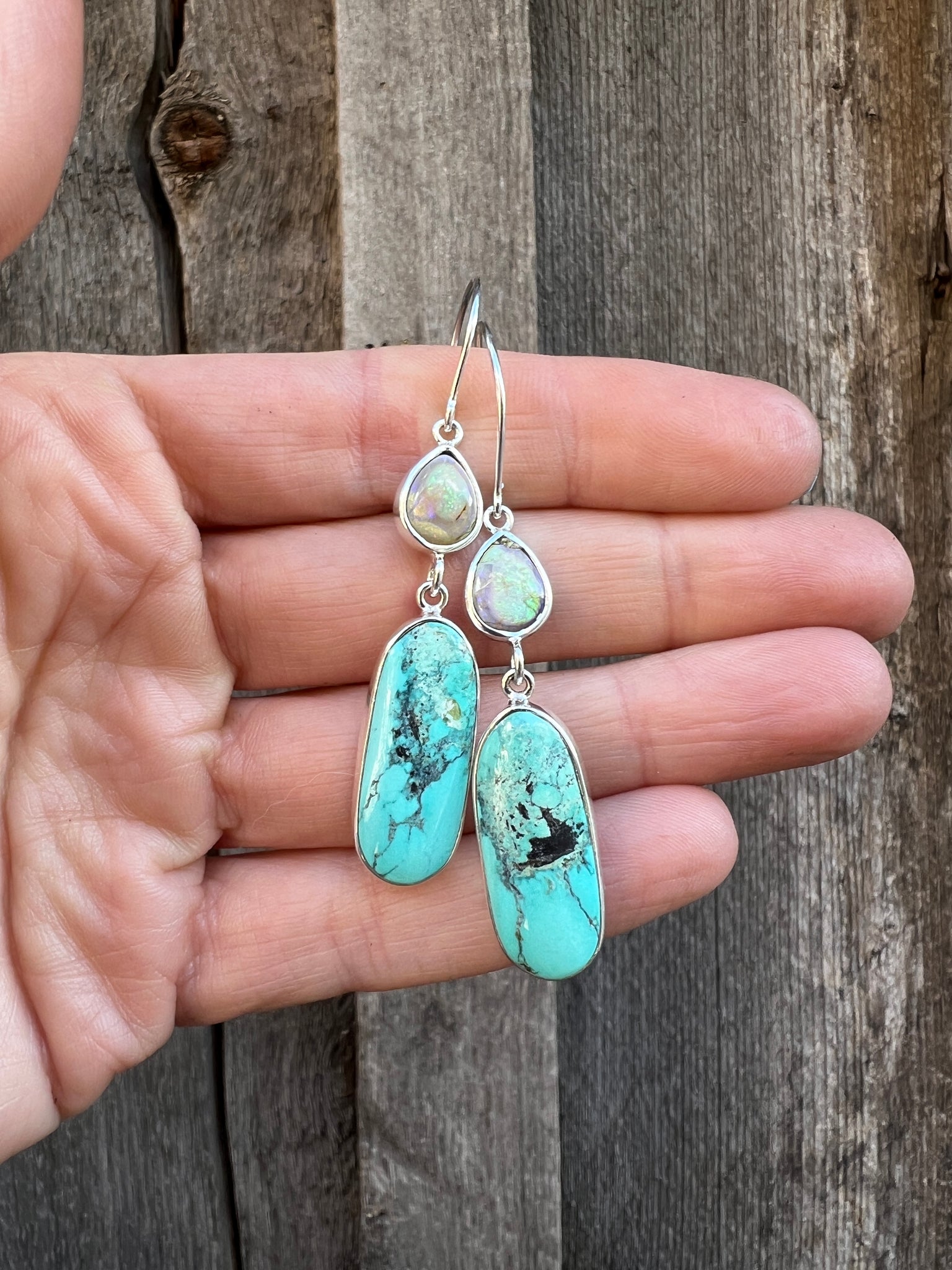Opal & Turquoise Sterling Silver Earring #94