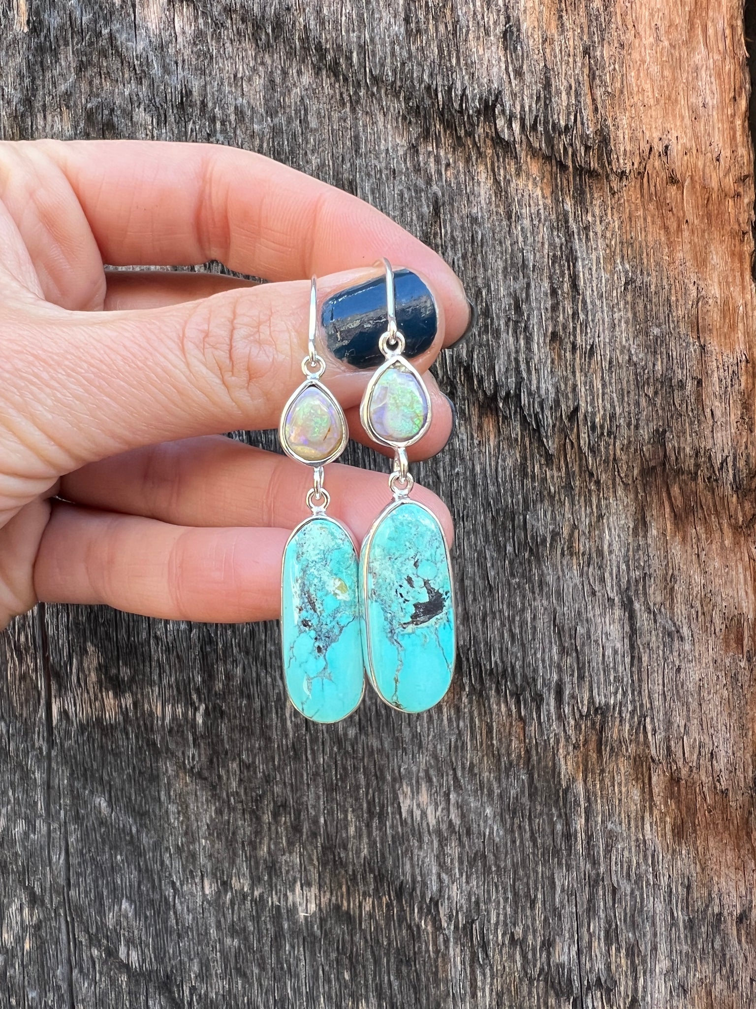 Opal & Turquoise Sterling Silver Earring #94