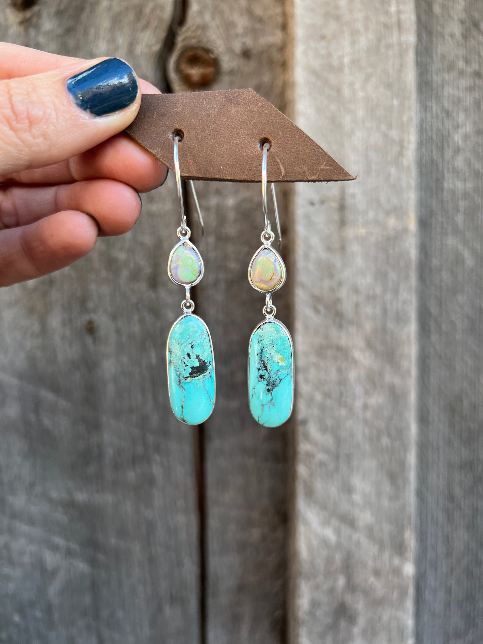 Opal & Turquoise Sterling Silver Earring #94