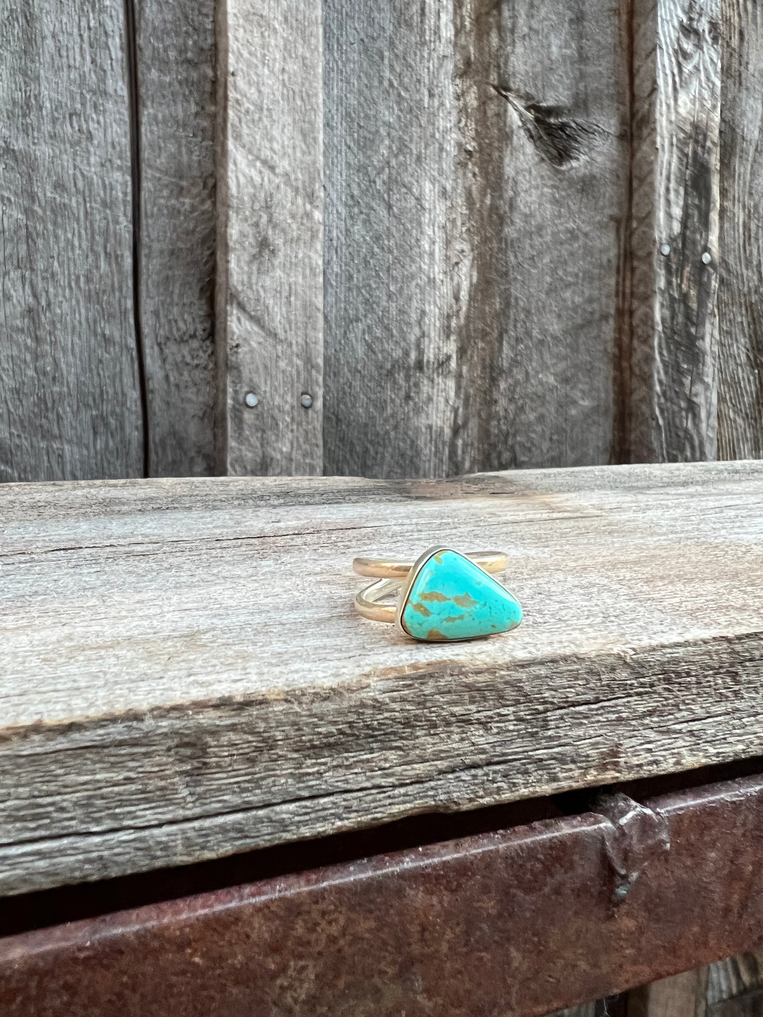 Patagonia Turquoise Double Band Adjustable Ring- Sterling Silver #91