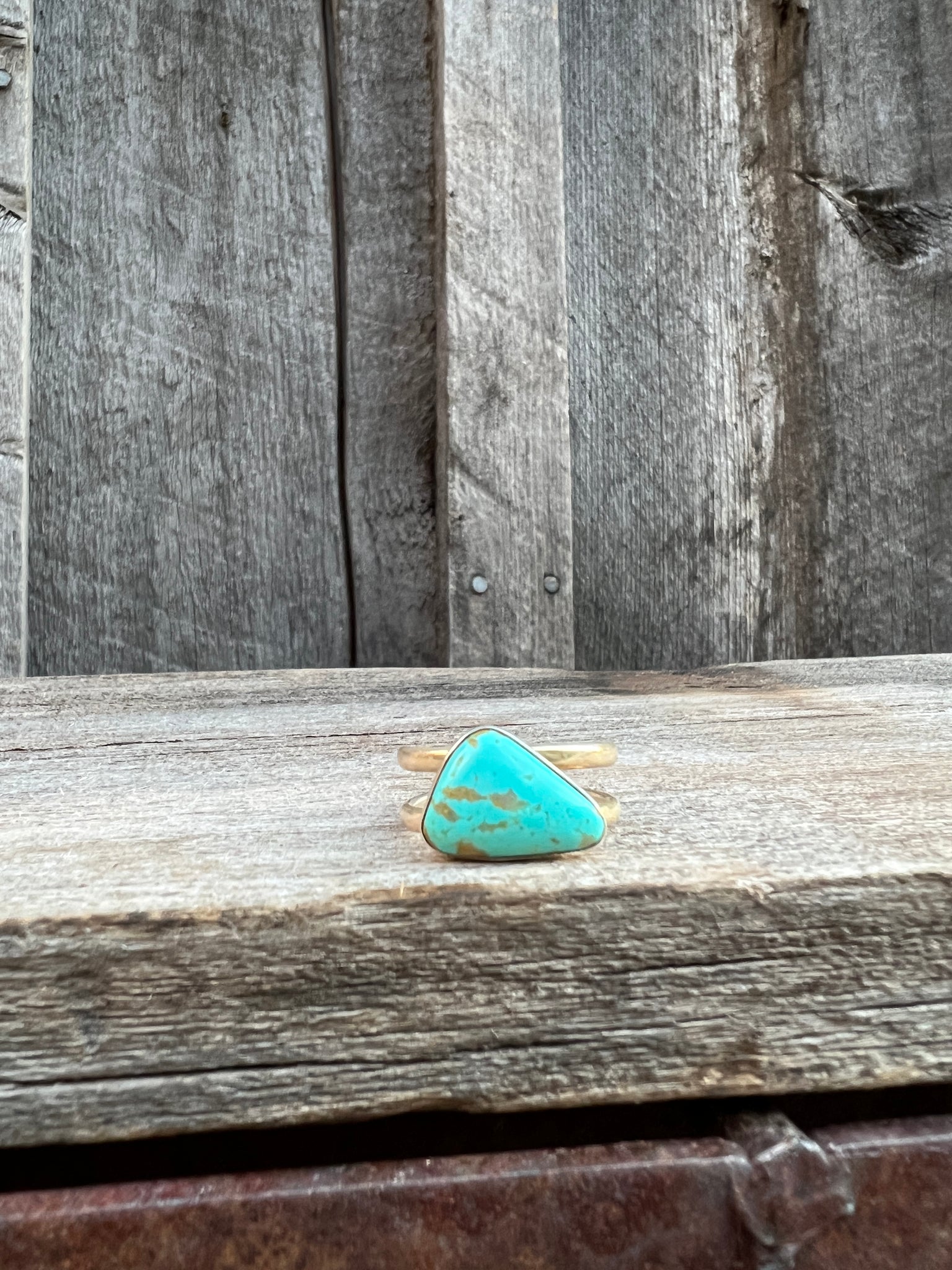 Patagonia Turquoise Double Band Adjustable Ring- Sterling Silver #91