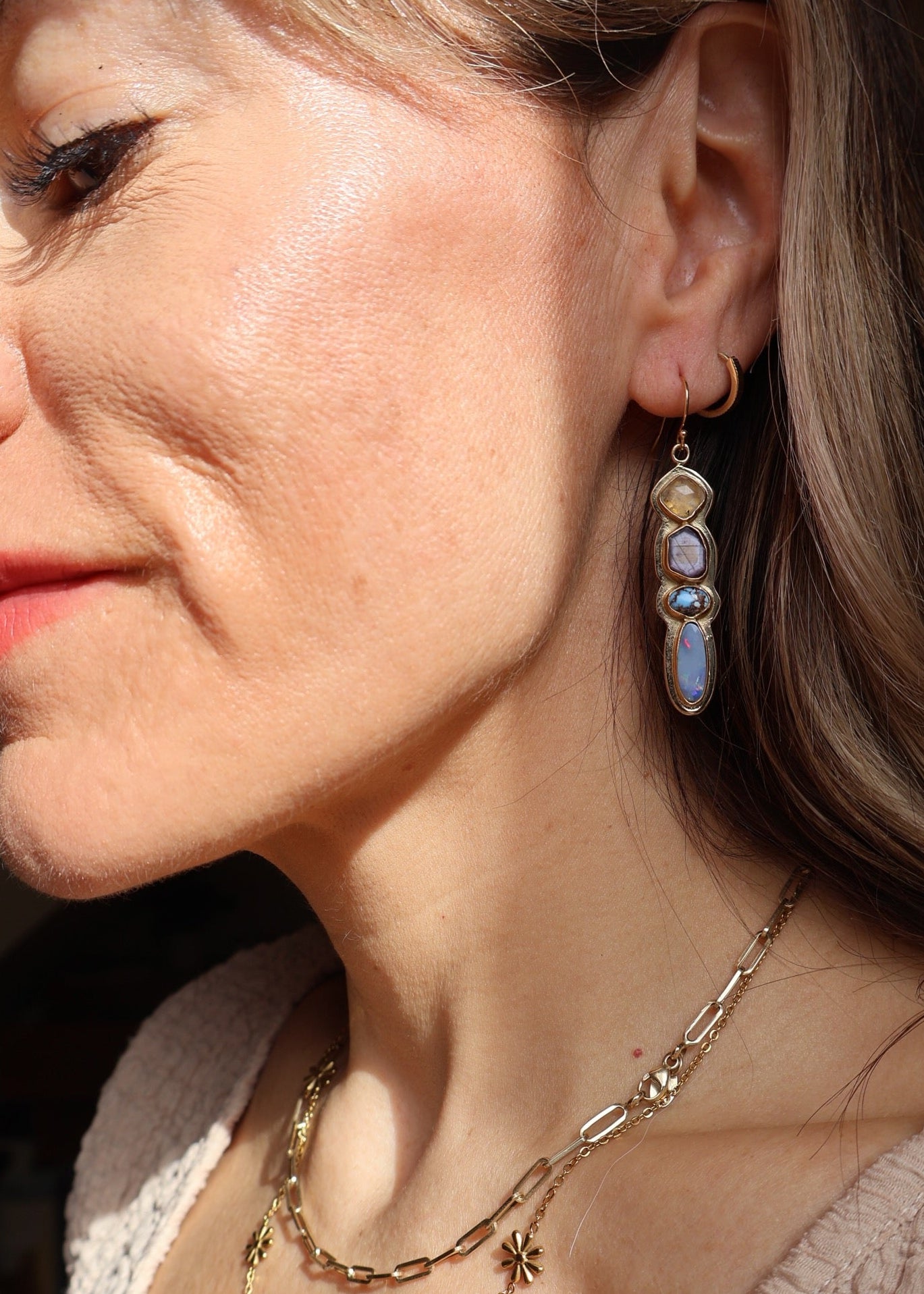 Holiday Party Earring Opal, Ruby, Moonstone & Turquoise HP30