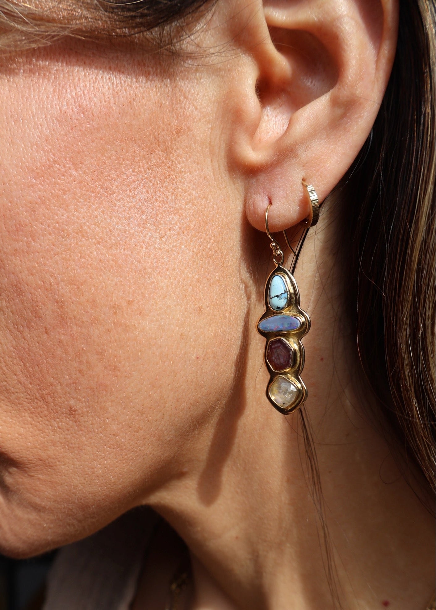 Holiday Party Earring Opal, Ruby, Moonstone & Turquoise HP30